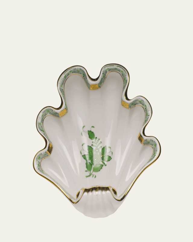 Chinese Bouquet Green Large Shell Dish